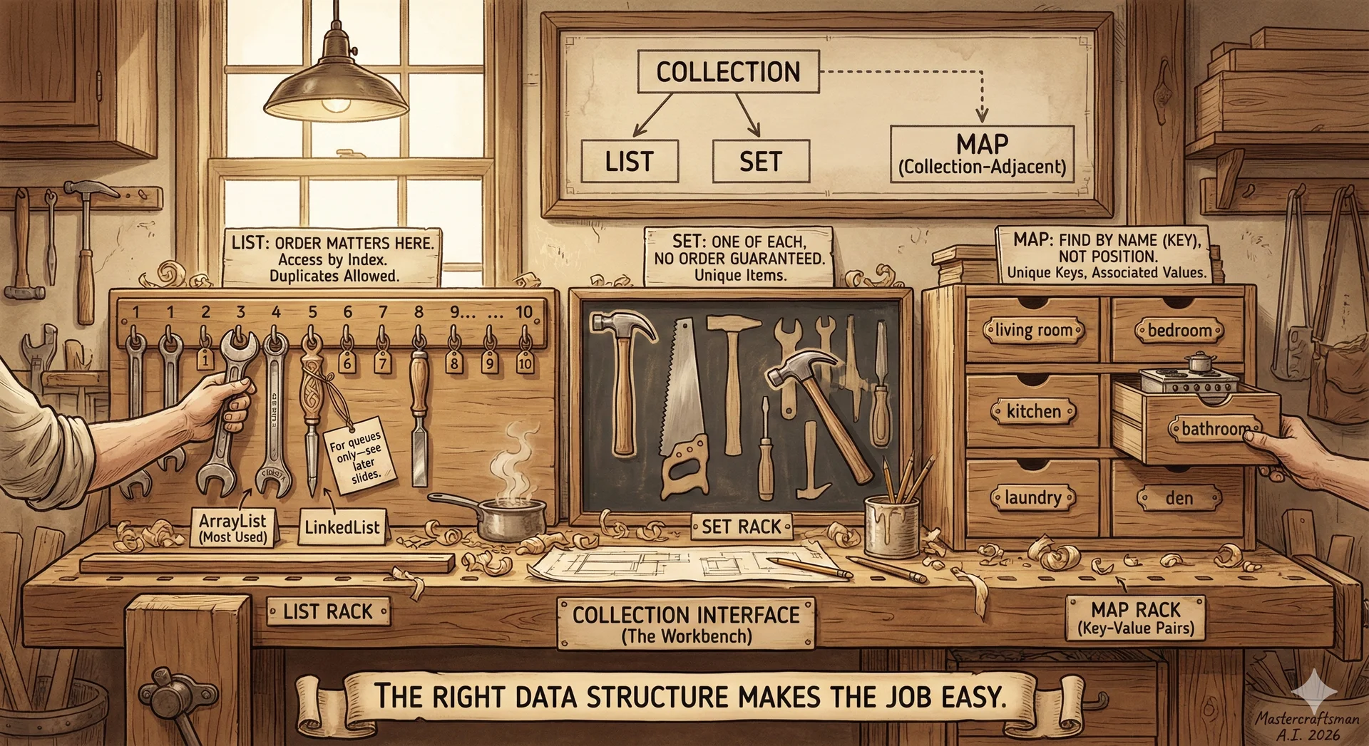 Three Ways to Organize - List for sequences, Set for membership, Map for lookup